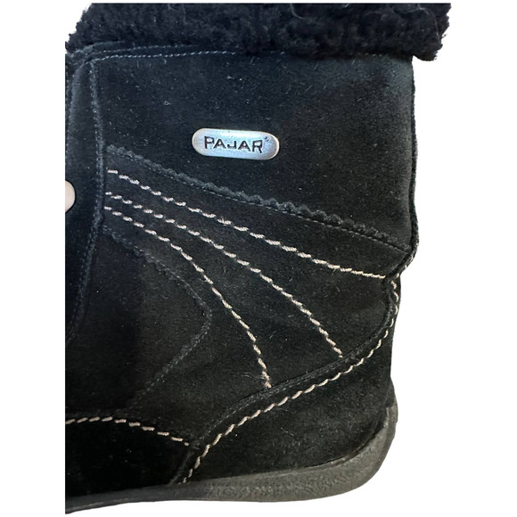 Pajar Black Suede Fur Trimmed Fleece Lined Boots Size 10 - Picture 4 of 9